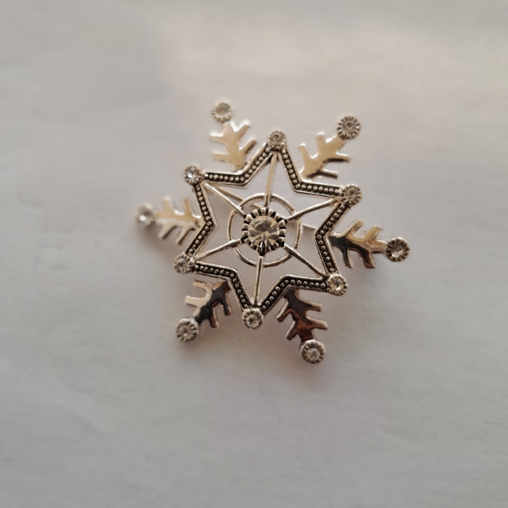 Vintage Elegant Silver Snowflake Brooch